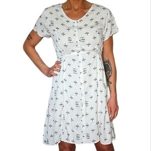 Junkfood Mini Dress Totem Pole Print Size Large White
